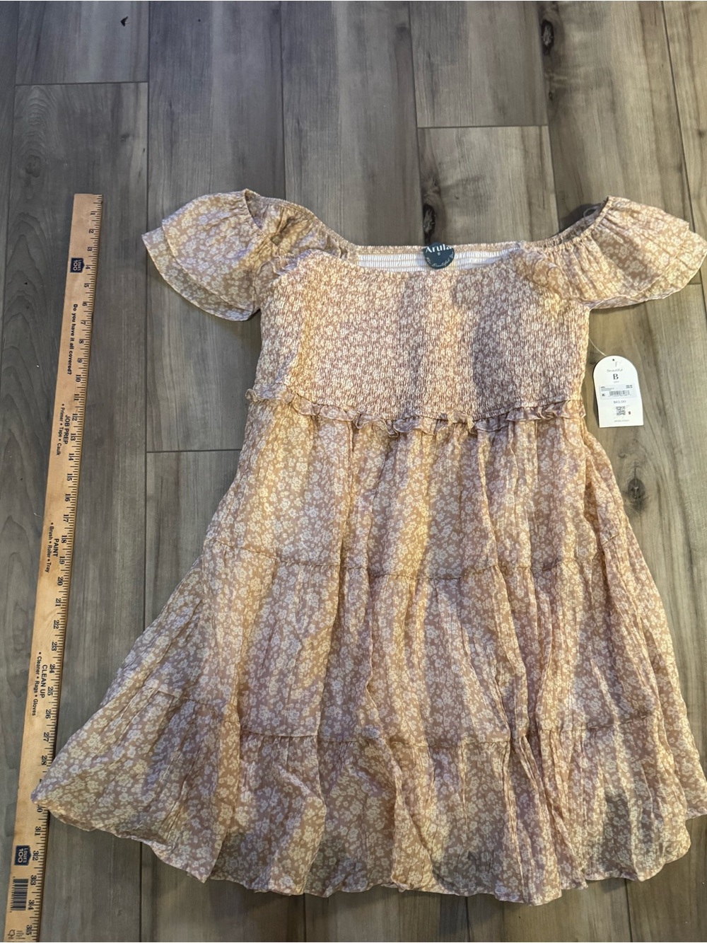 NWT Arula Babydoll Milkmaid Off The Shoulder Smocked Floral Tiered Midi Dress 2x